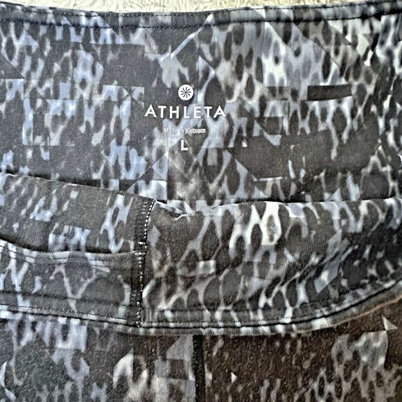 Athleta Womens L Leggings Black Gray Snake Print High Rise Stretch Athleisure - Picture 3 of 12